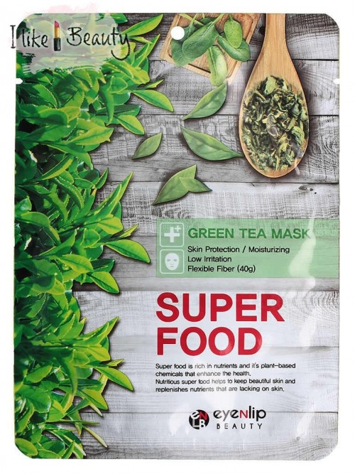 Тканевая маска с экстрактом зеленого чая SUPER FOOD GREEN TEA MASK Eyenlip