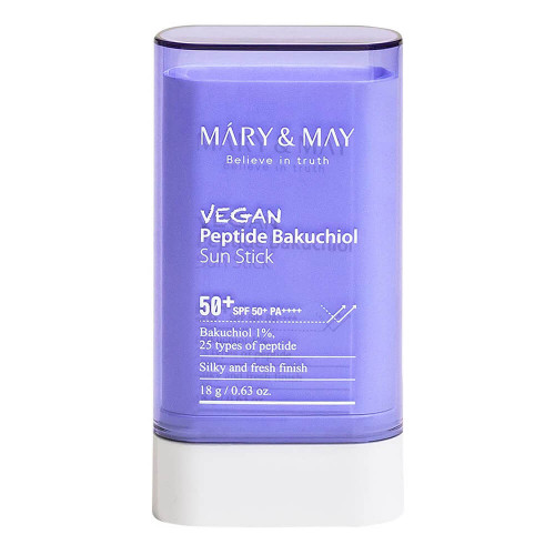 Стик солнцезащитный с бакучиолом и пептидами Mary&May Vegan Peptide Bakuchiol Sun Stick SPF50+, 18 g