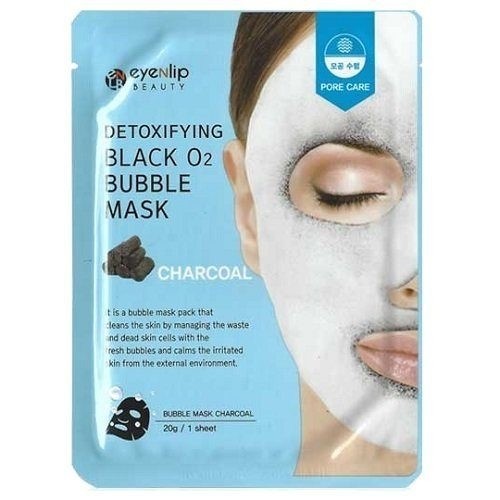 Кислородная тканевая маска с углем Eyenlip Detoxifying Black O2 Bubble Mask Charcoal